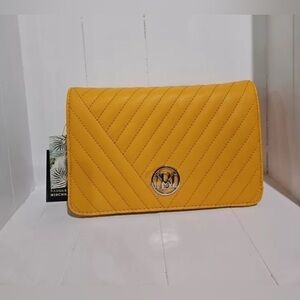 NWT Badgley Mischka Women Crossbody Bag Vegan Leather Yellow